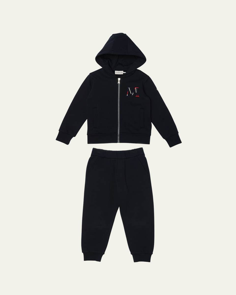 Boy's Embroidered M Hoodie & Joggers, Size 4-6